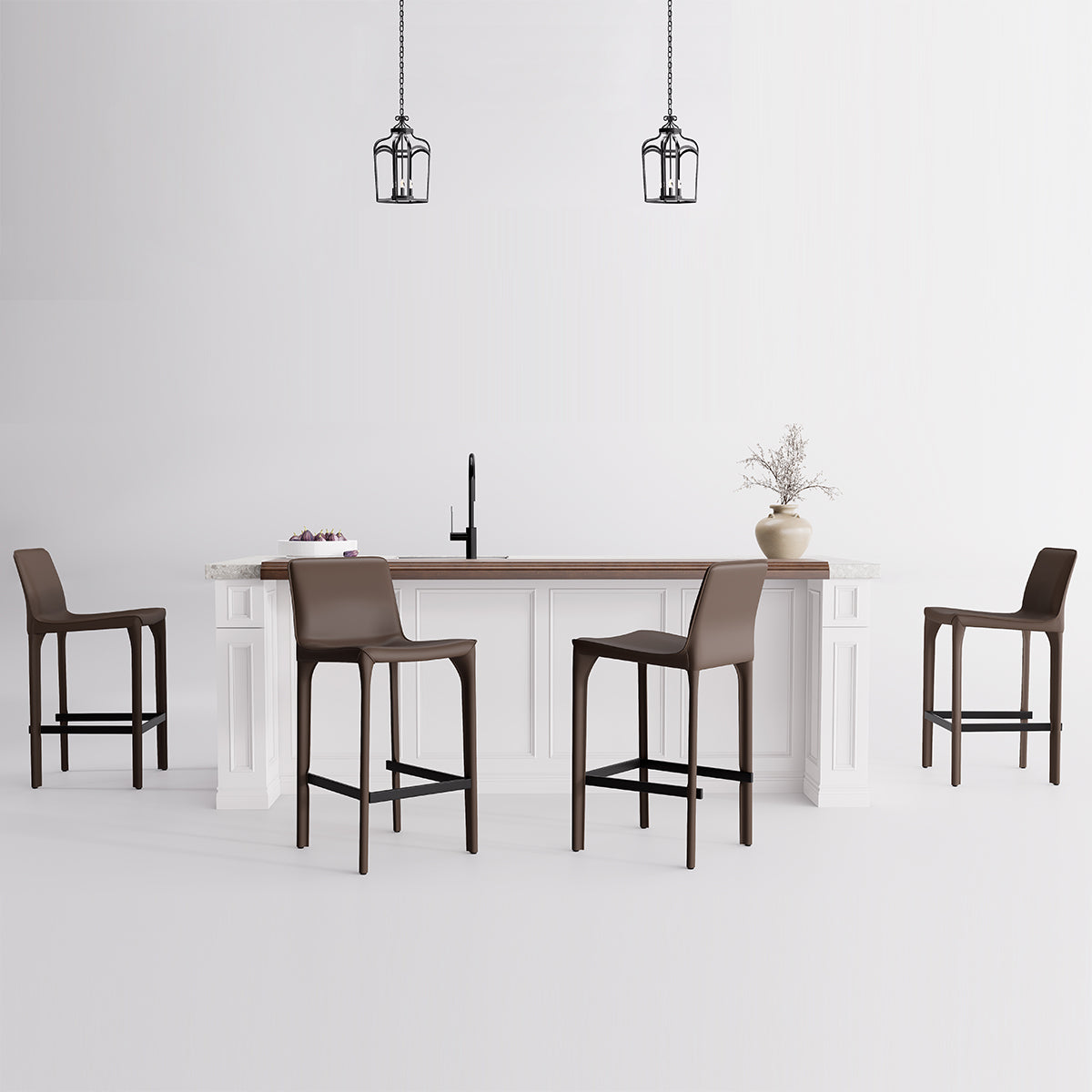Kidol & Shellder Track Sadddle Leather Bar Stools