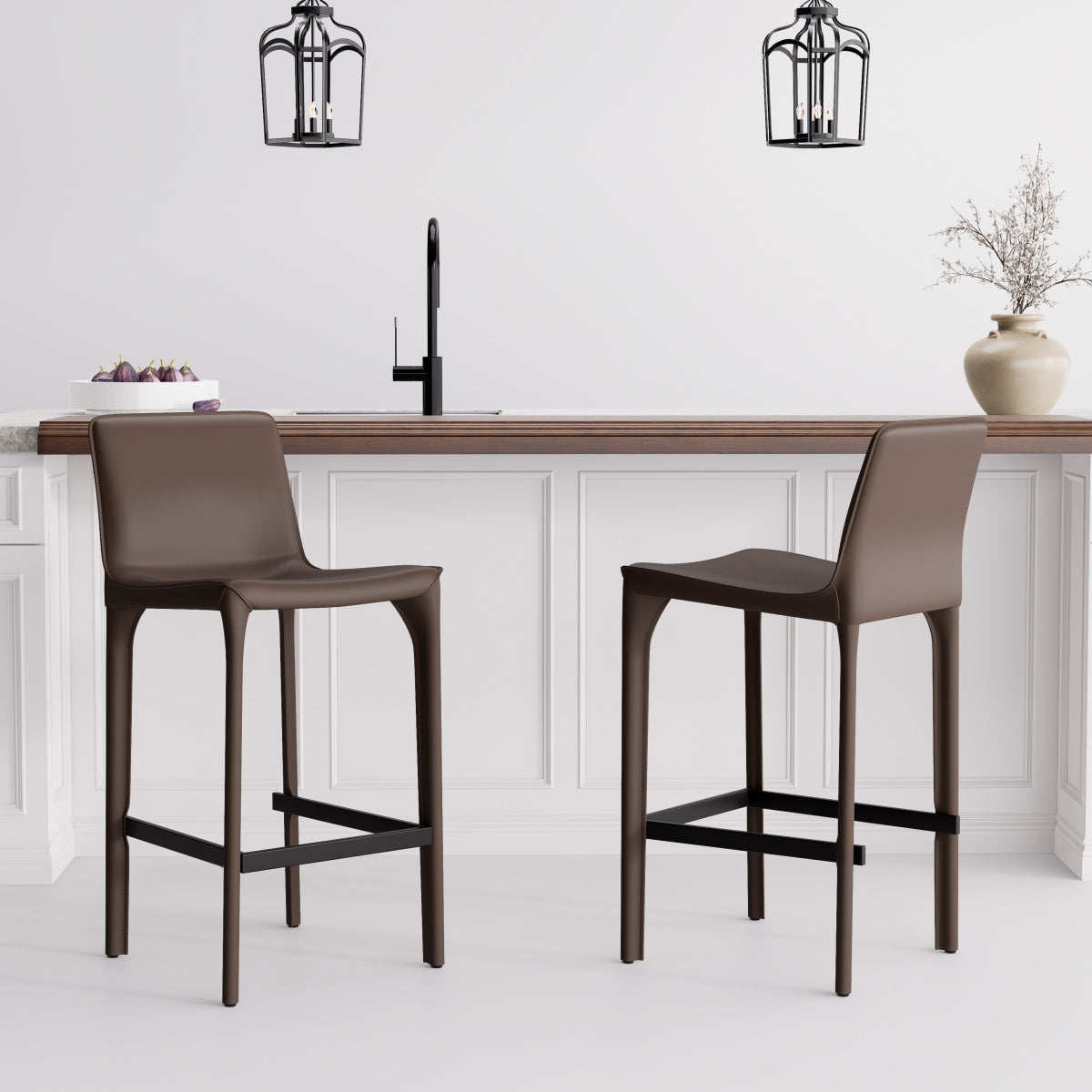 Kidol & Shellder Track Sadddle Leather Bar Stools