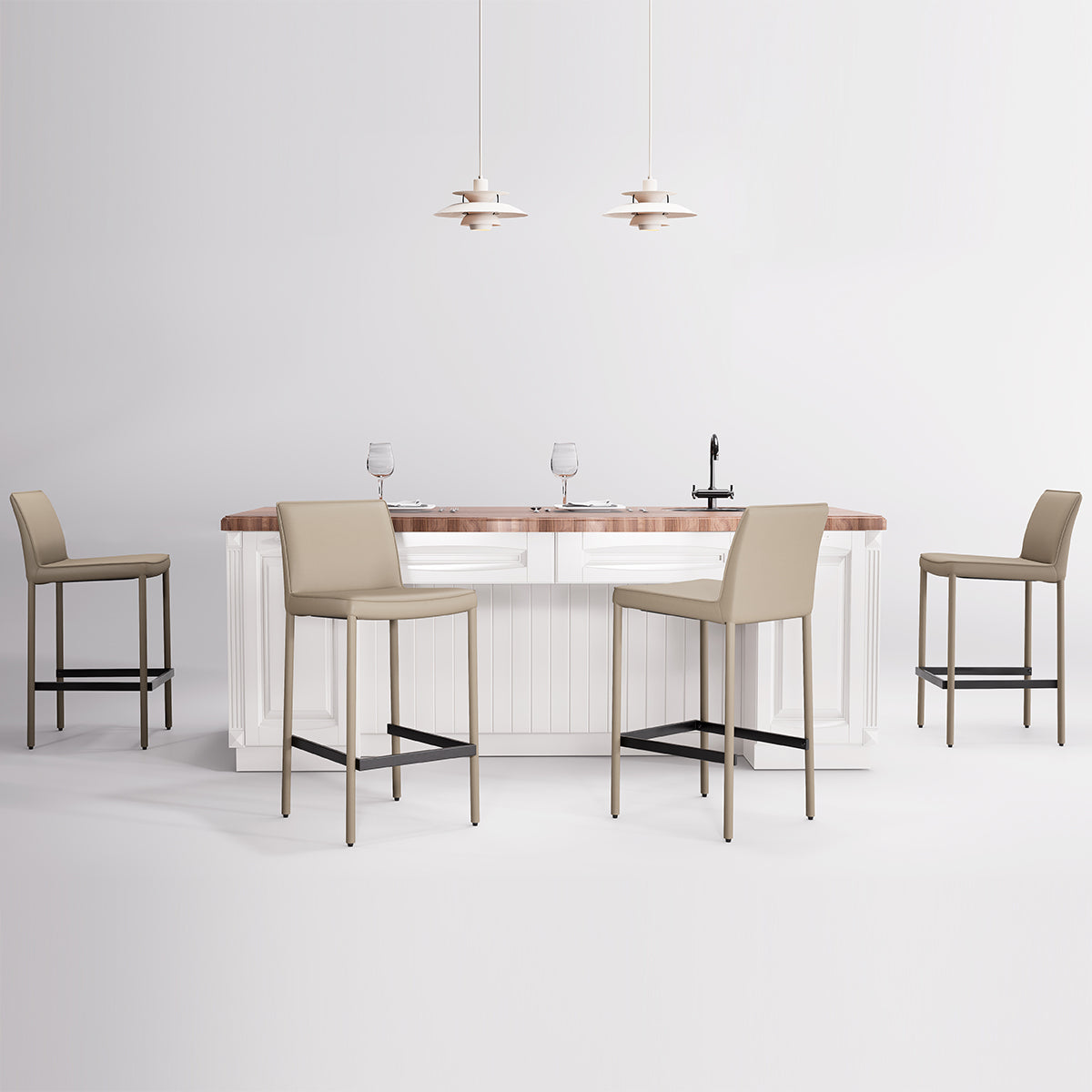 Kidol & Shellder Track Premium Leather Bar Stools