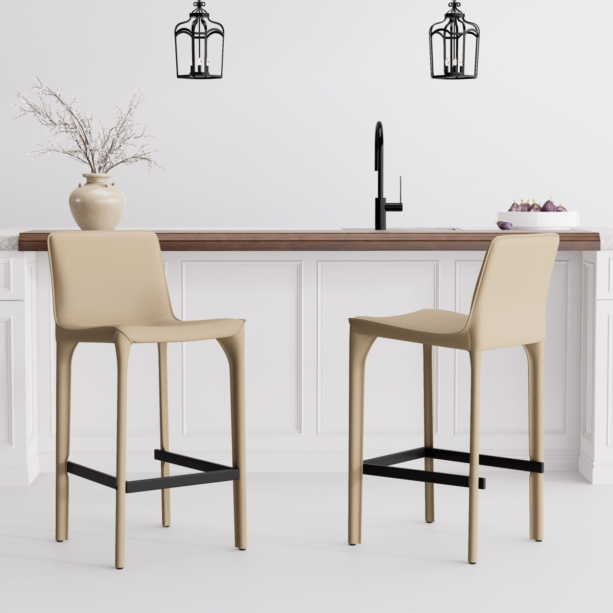 Kidol & Shellder Track Sadddle Leather Bar Stools