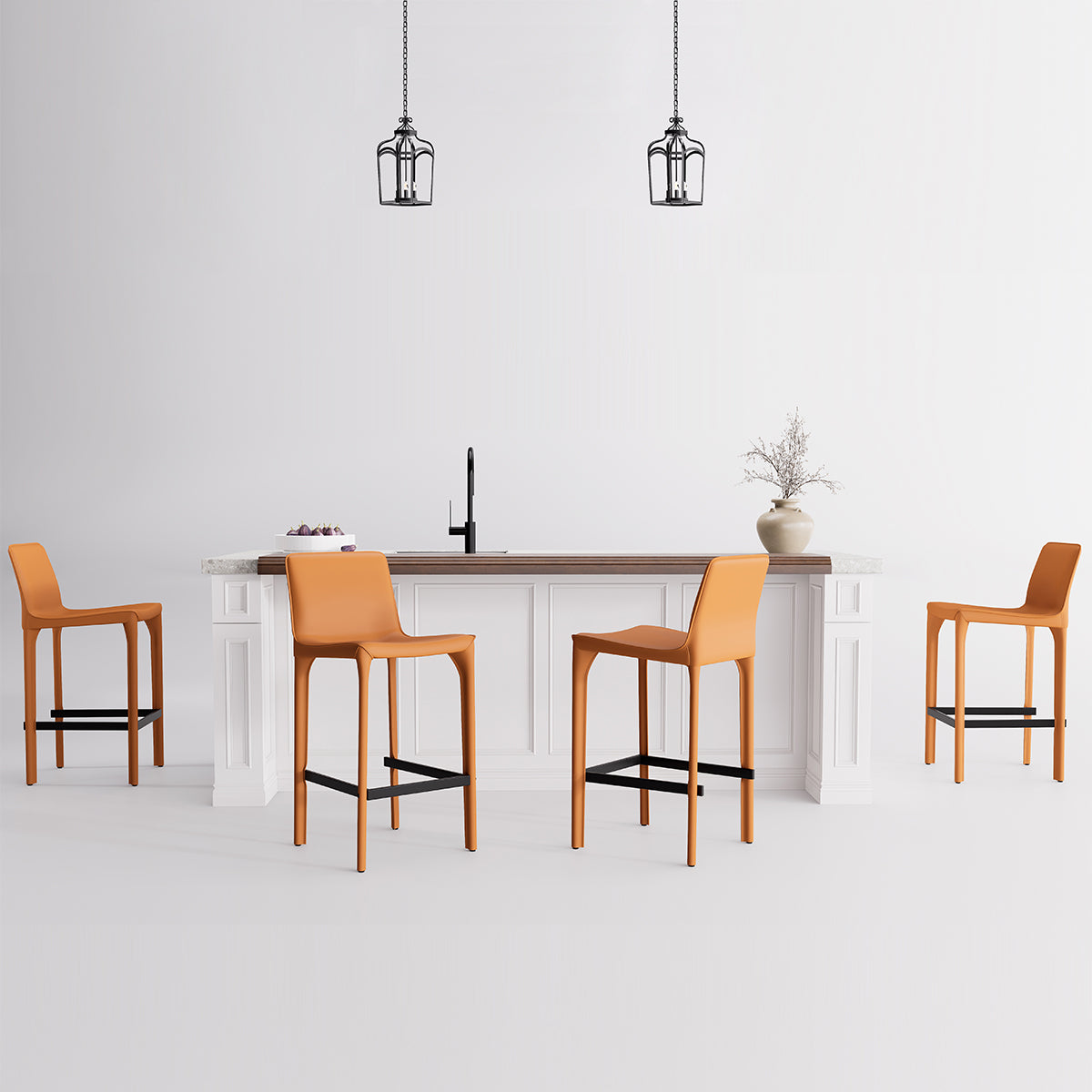 Kidol & Shellder Track Sadddle Leather Bar Stools