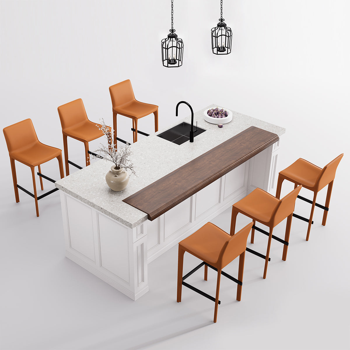 Kidol & Shellder Track Sadddle Leather Bar Stools
