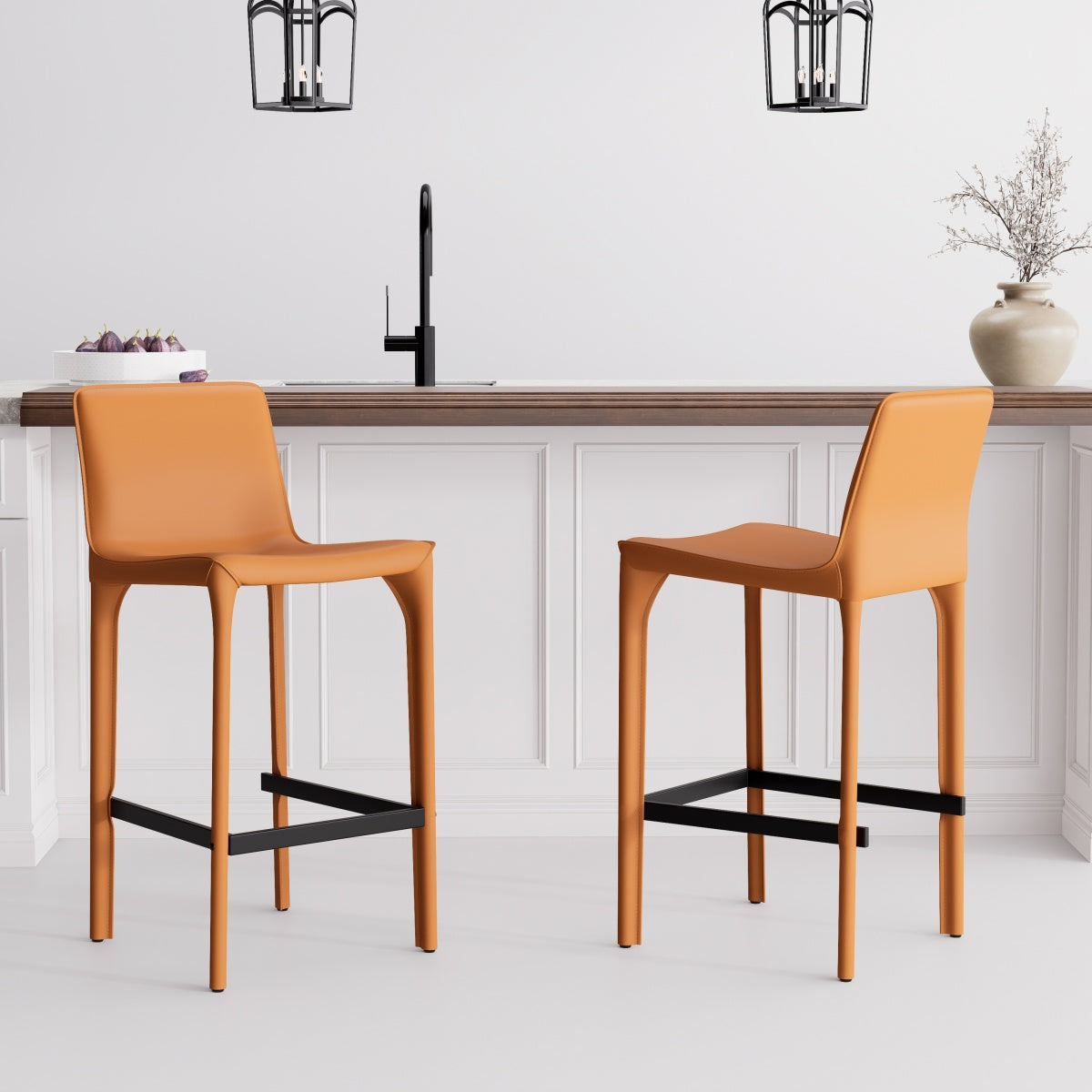 Kidol & Shellder Track Sadddle Leather Bar Stools