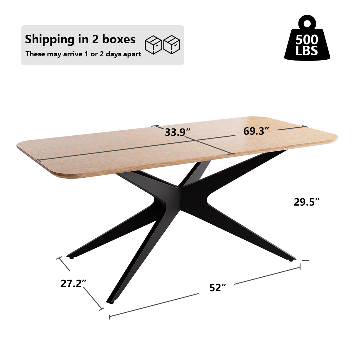 Kidol & Shellder Rectangle Wood Dining Table DTOG042-1