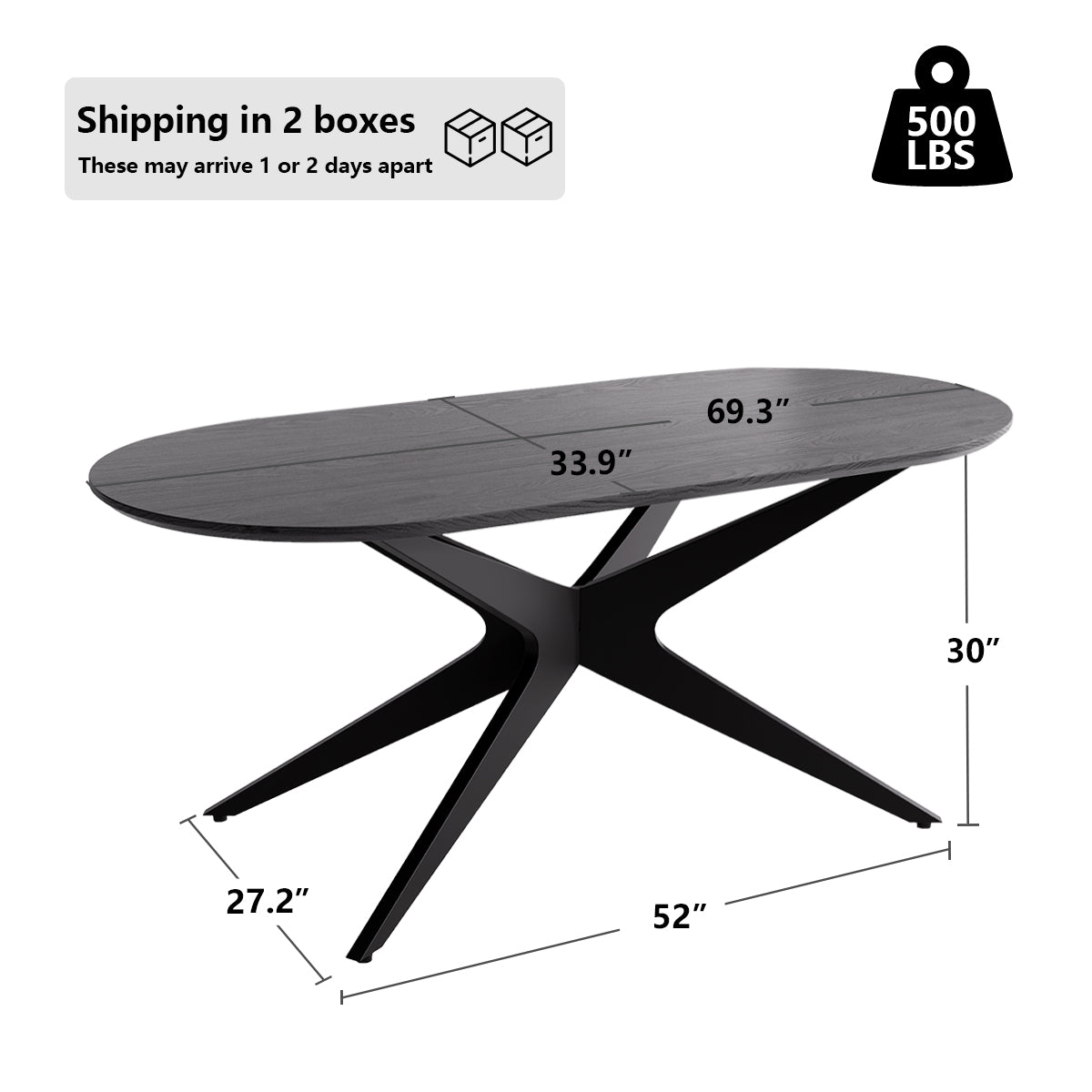 Kidol & Shellder Oval Wood Dining Table DTOG042-2