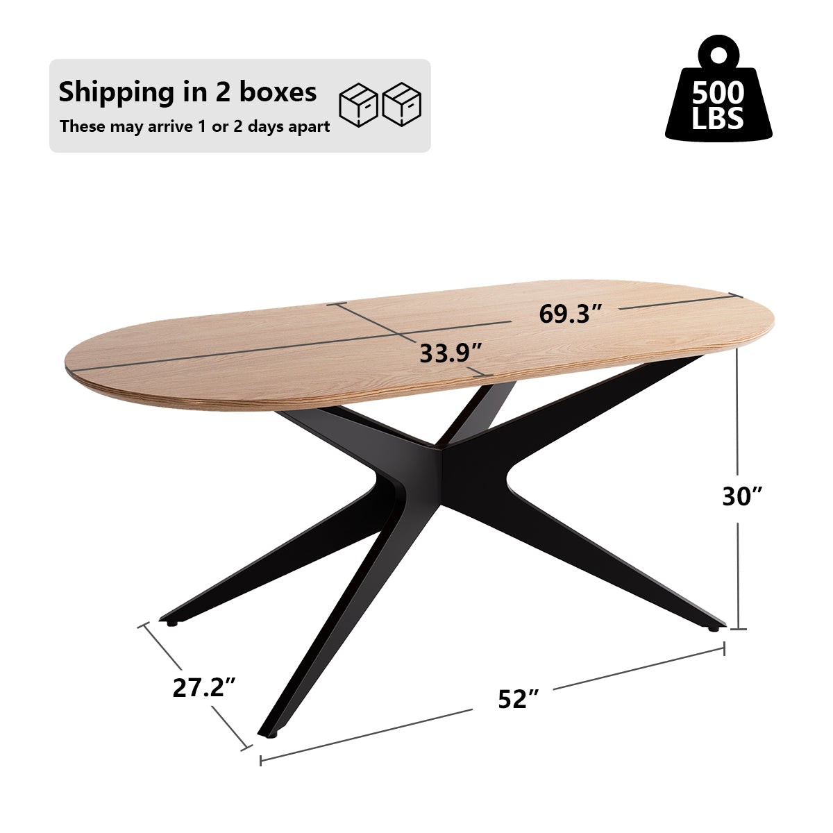 Kidol & Shellder Oval Wood Dining Table DTOG042-2