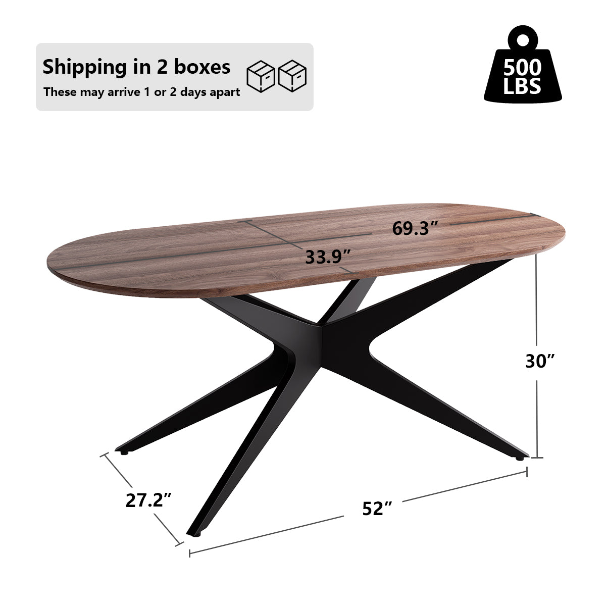 Kidol & Shellder Oval Wood Dining Table DTOG042-2