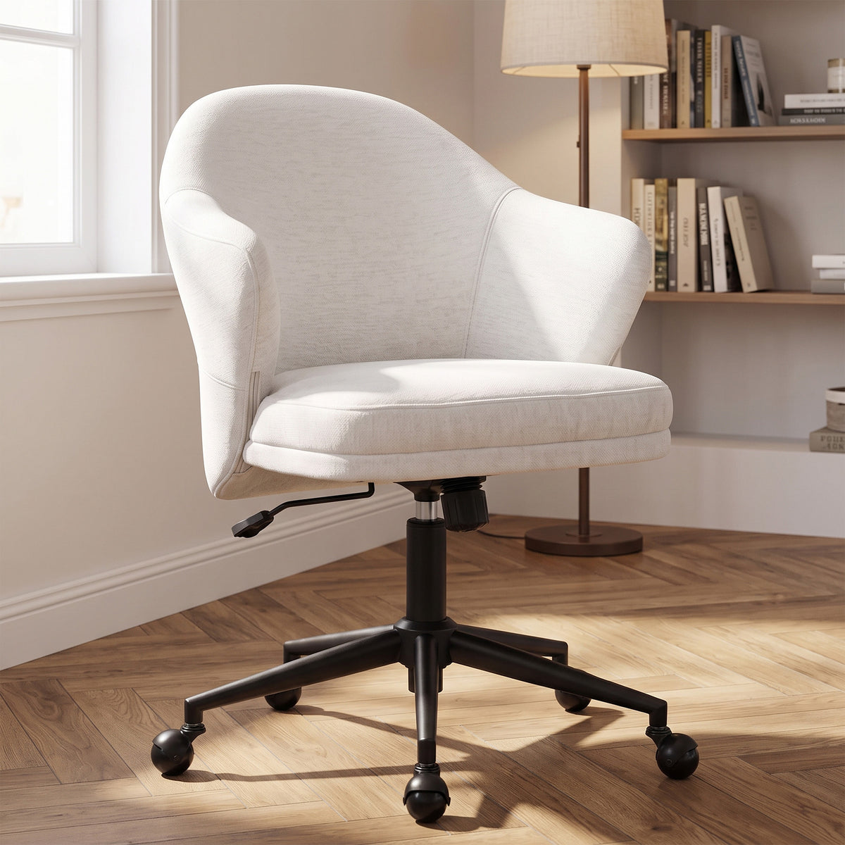 YOUNIKE Upholstered Home Office Chair with Wraparound Armrests