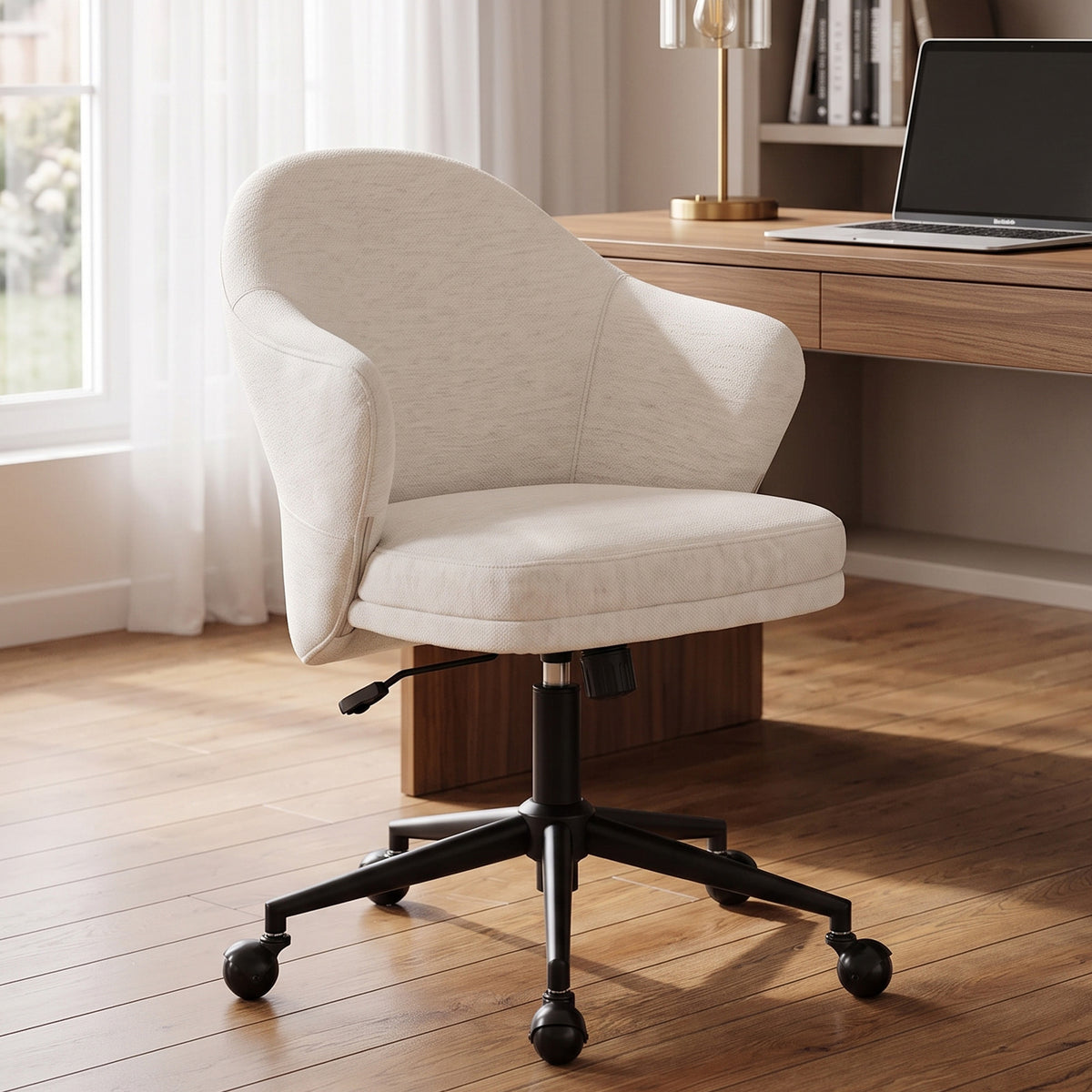 YOUNIKE Upholstered Home Office Chair with Wraparound Armrests