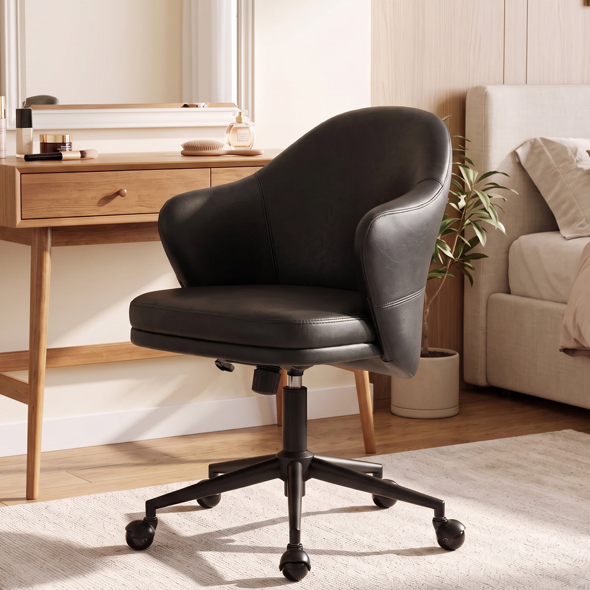 YOUNIKE Upholstered Home Office Chair with Wraparound Armrests