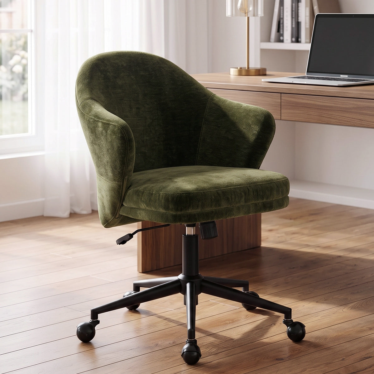YOUNIKE Upholstered Home Office Chair with Wraparound Armrests