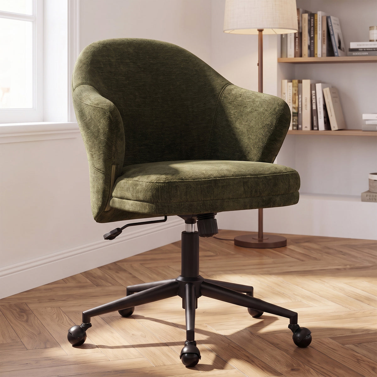 YOUNIKE Upholstered Home Office Chair with Wraparound Armrests