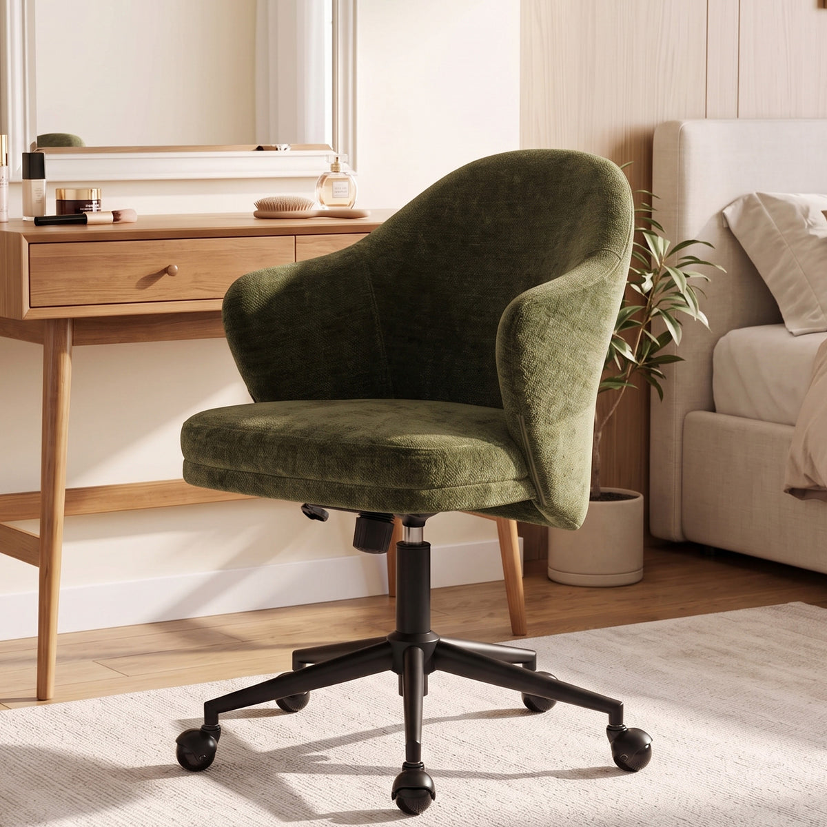 YOUNIKE Upholstered Home Office Chair with Wraparound Armrests