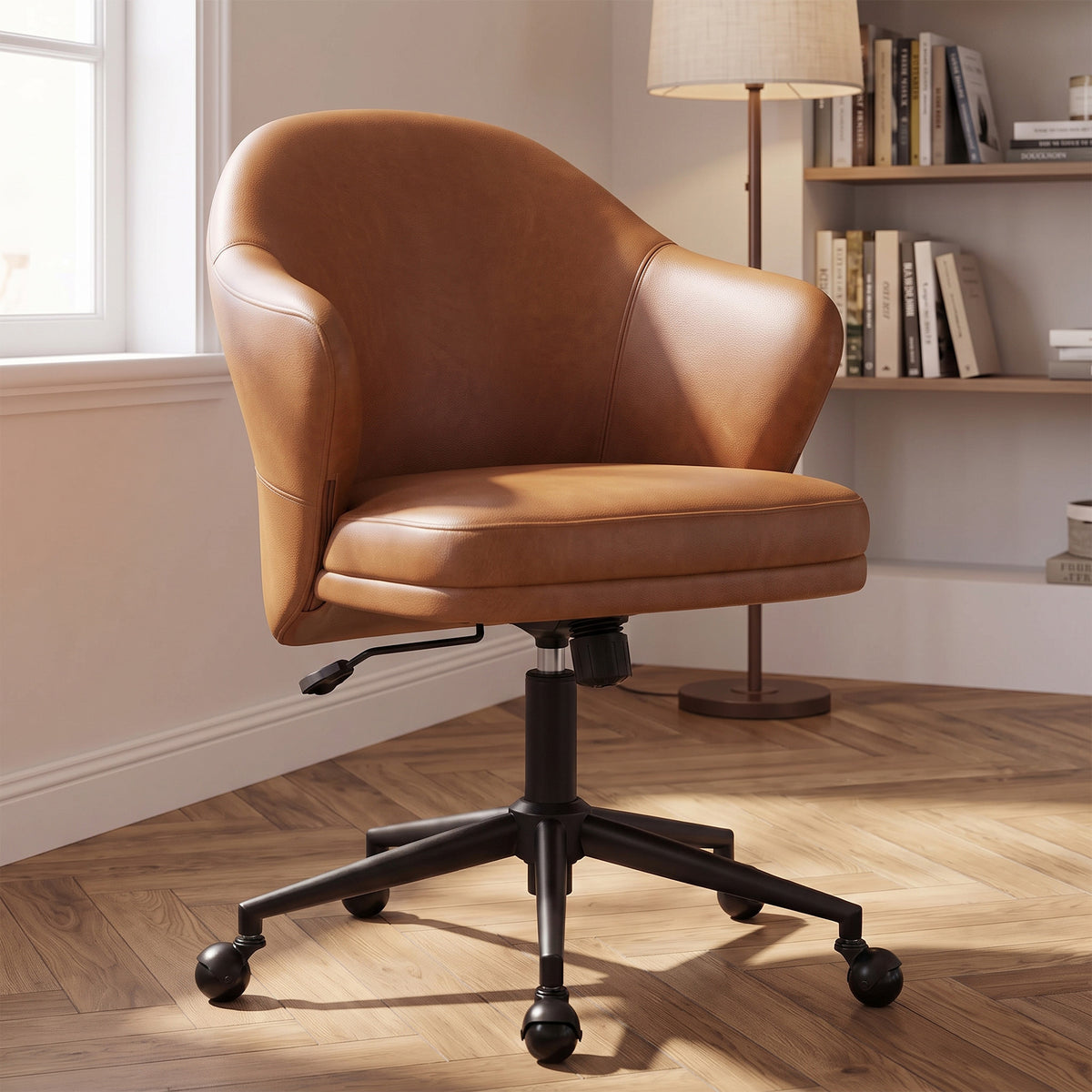 YOUNIKE Upholstered Home Office Chair with Wraparound Armrests