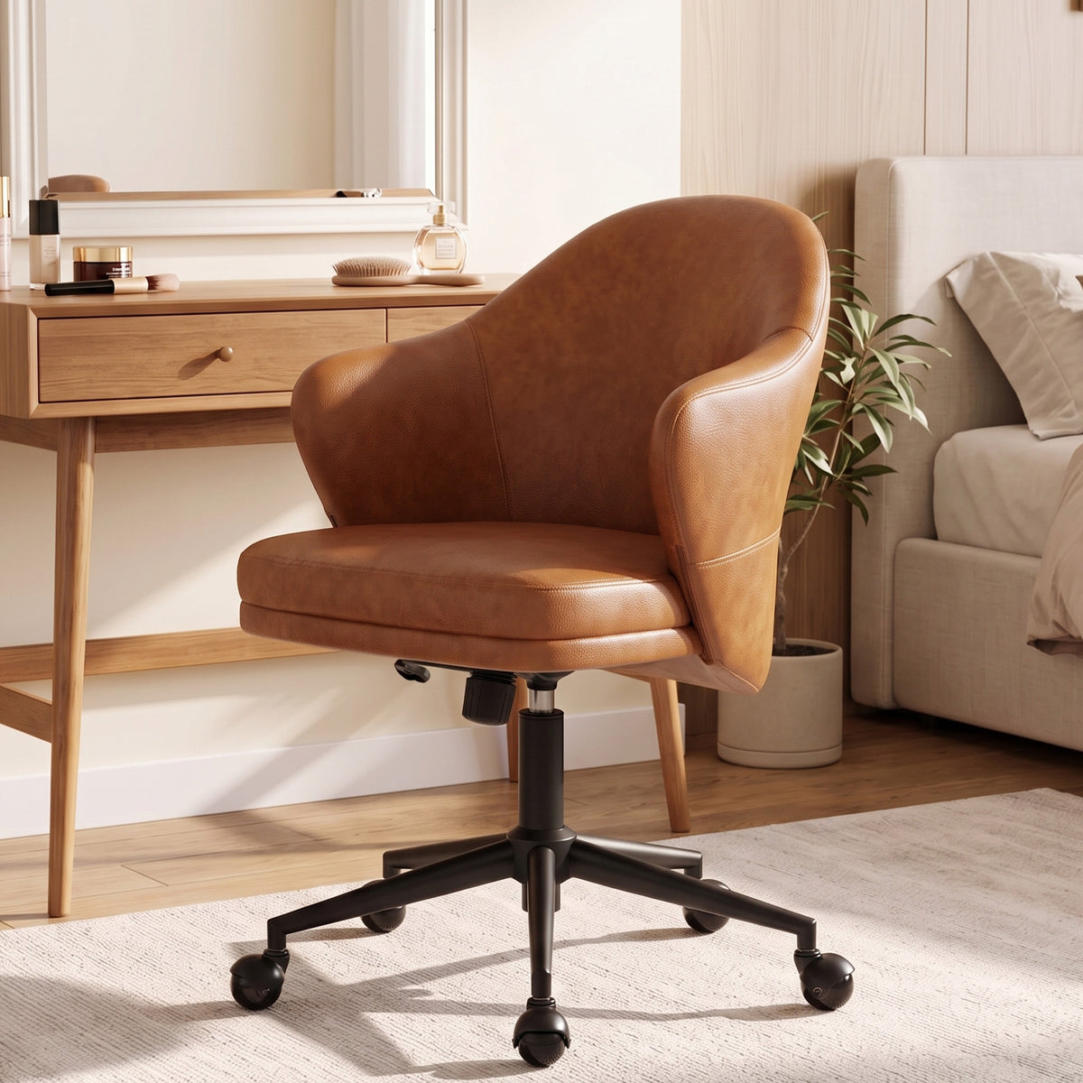 YOUNIKE Upholstered Home Office Chair with Wraparound Armrests