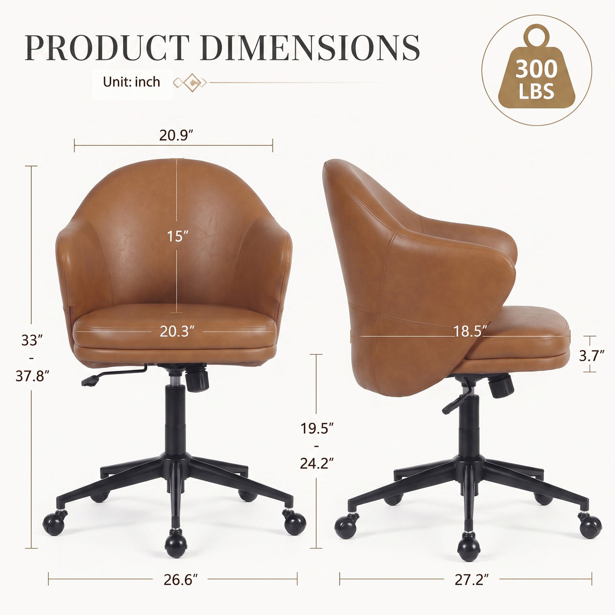 YOUNIKE Upholstered Home Office Chair with Wraparound Armrests