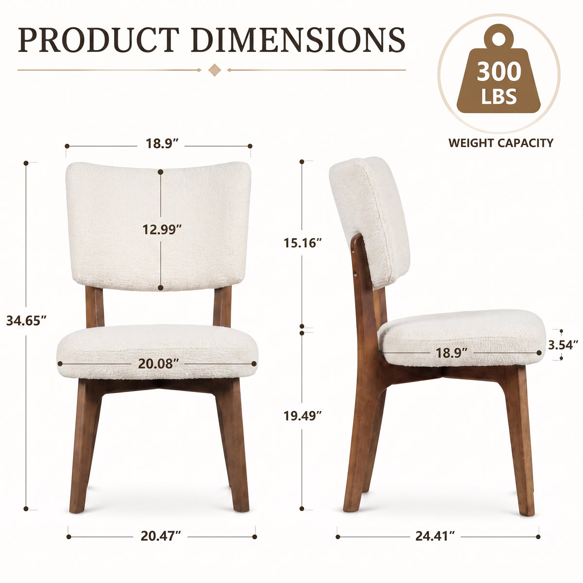 Kidol & Shellder Upholstered Dining Chairs Set of 2 with Curved Backrest
