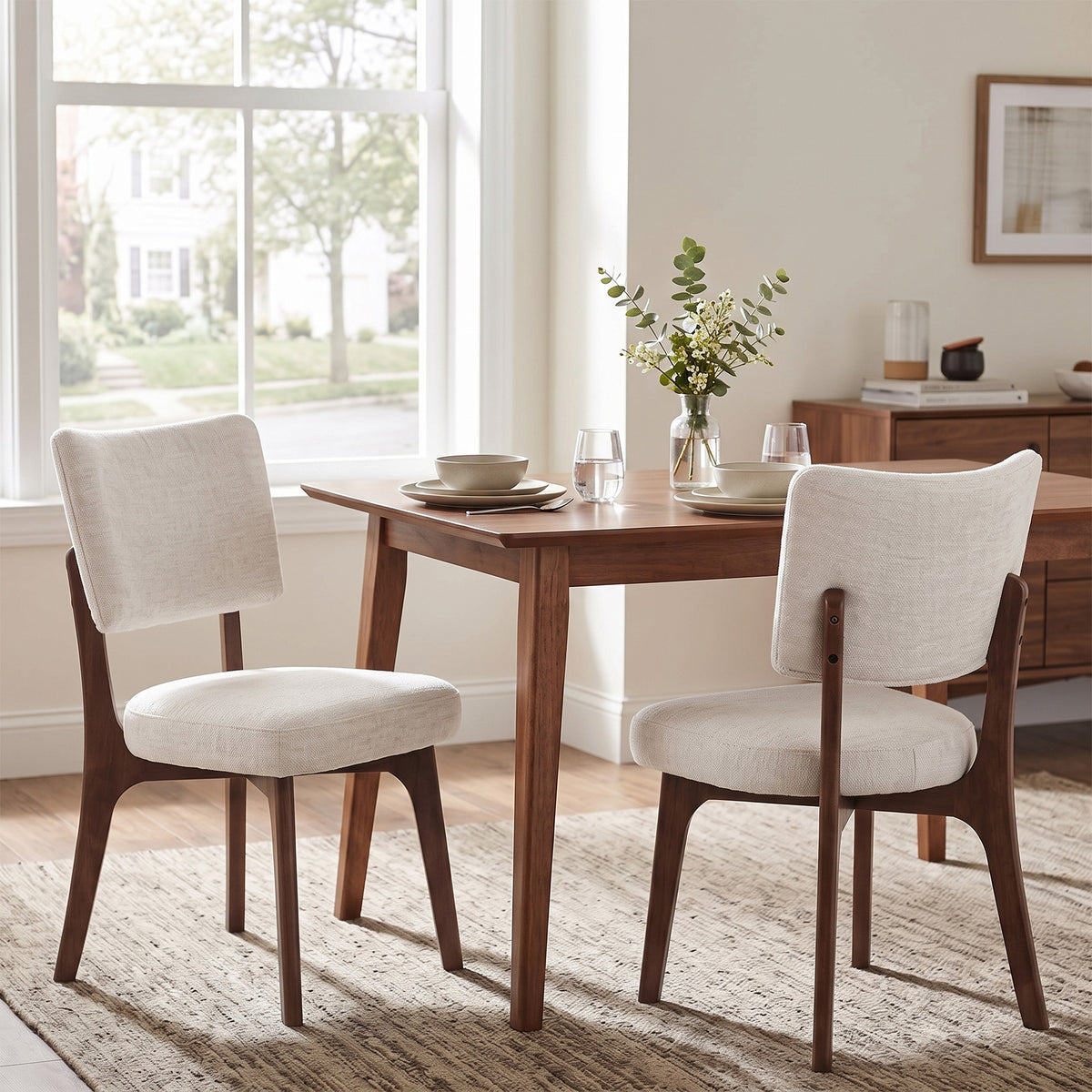 Kidol & Shellder Upholstered Dining Chairs Set of 2 with Curved Backrest