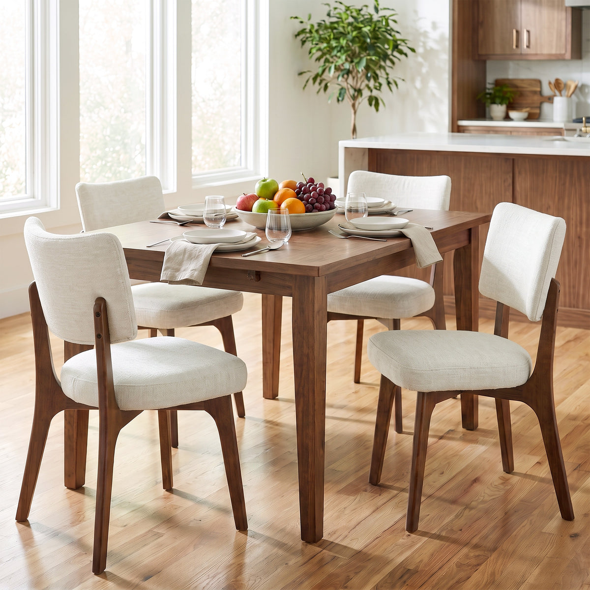 Kidol & Shellder Upholstered Dining Chairs Set of 2 with Curved Backrest