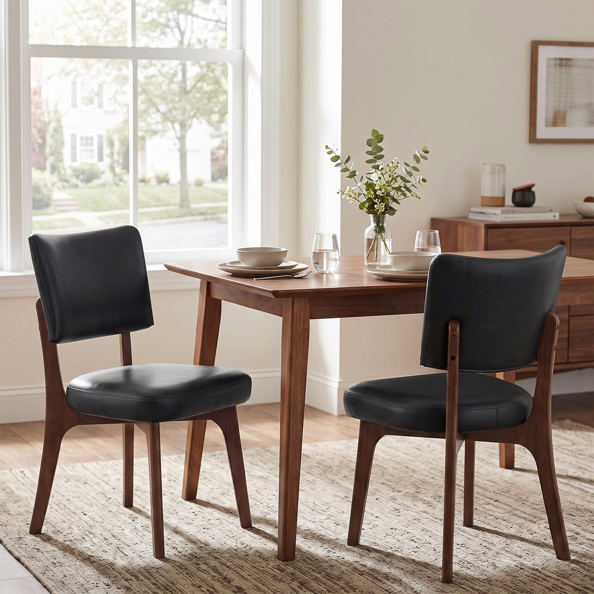 Kidol & Shellder Upholstered Dining Chairs Set of 2 with Curved Backrest