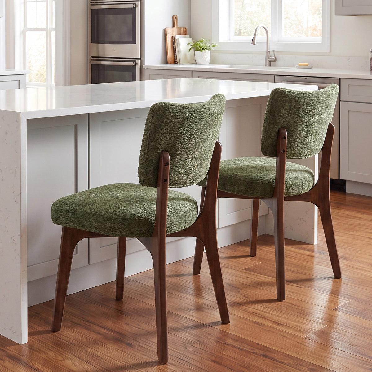 Kidol & Shellder Upholstered Dining Chairs Set of 2 with Curved Backrest