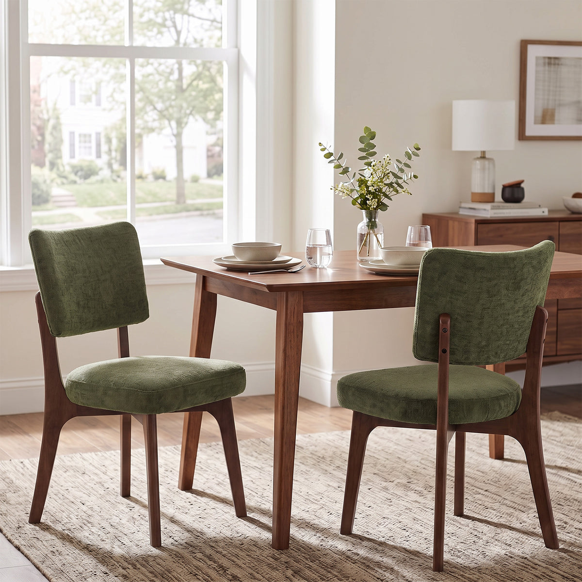 Kidol & Shellder Upholstered Dining Chairs Set of 2 with Curved Backrest