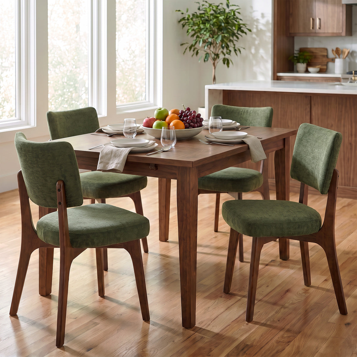 Kidol & Shellder Upholstered Dining Chairs Set of 2 with Curved Backrest