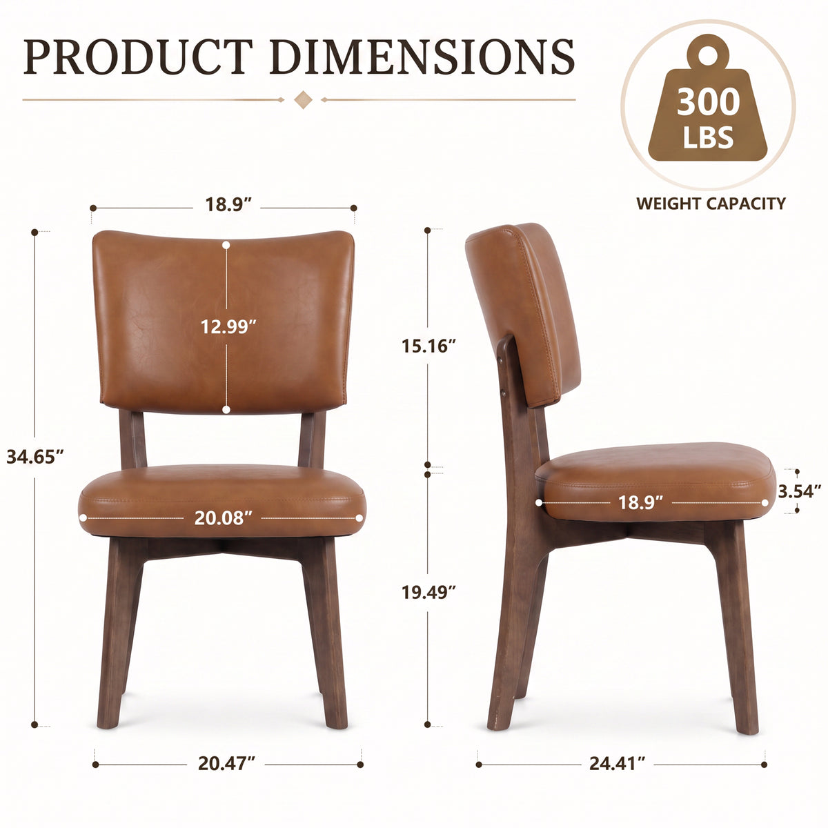 Kidol & Shellder Upholstered Dining Chairs Set of 2 with Curved Backrest
