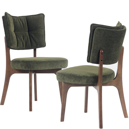 Kidol & Shellder Vintage Dining Chairs Set of 2 with Padded Curved Backrest