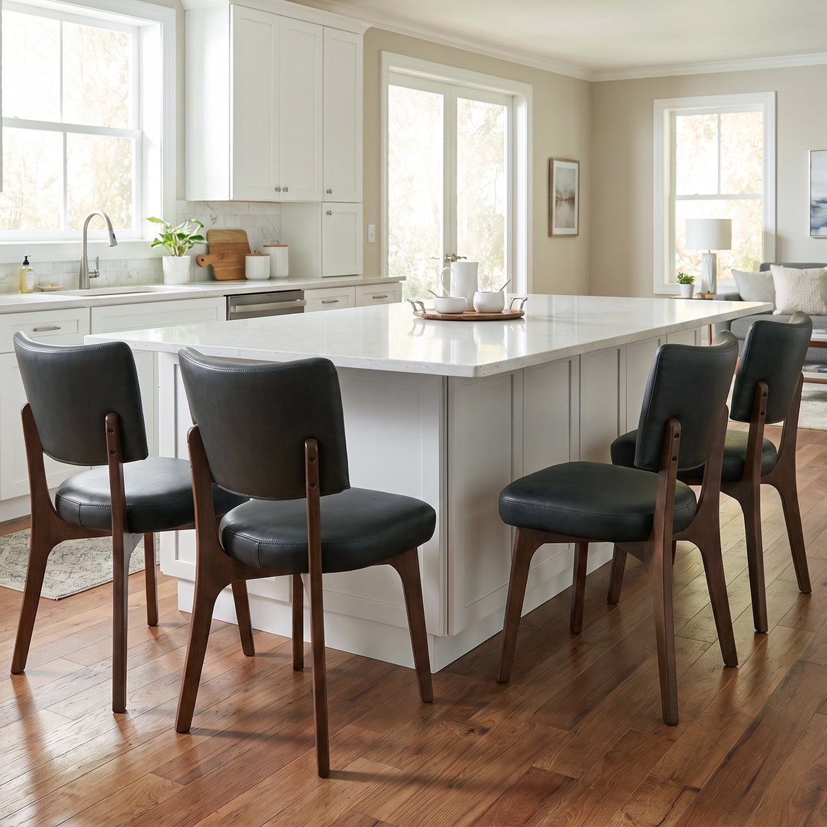 Kidol & Shellder Vintage Dining Chairs Set of 2 with Padded Curved Backrest