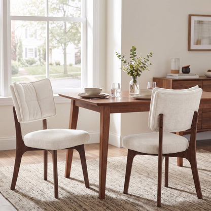 Kidol & Shellder Vintage Dining Chairs Set of 2 with Padded Curved Backrest