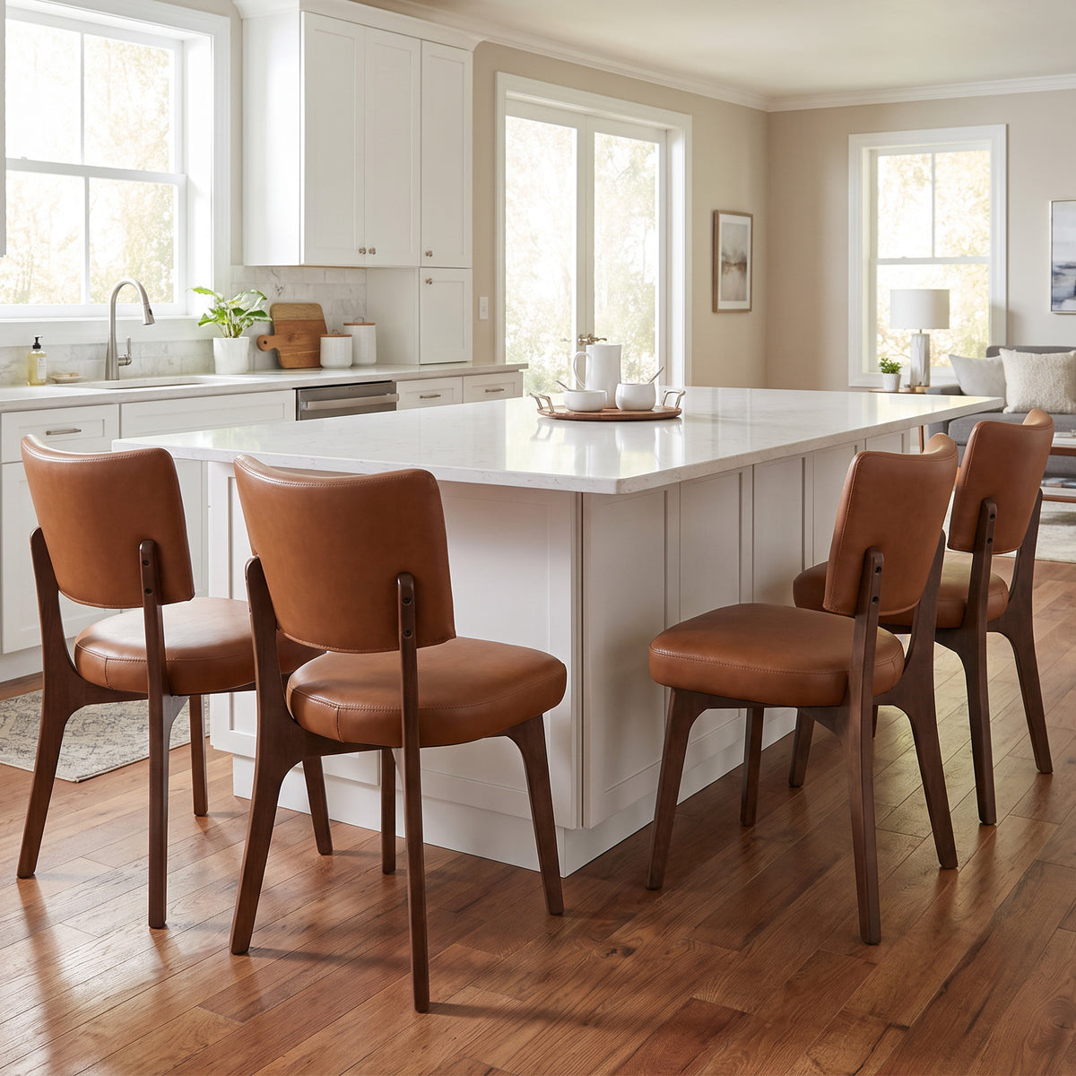 Kidol & Shellder Vintage Dining Chairs Set of 2 with Padded Curved Backrest