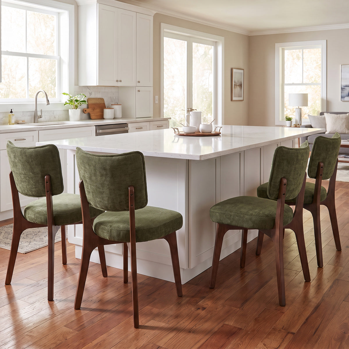 Kidol & Shellder Vintage Dining Chairs Set of 2 with Padded Curved Backrest