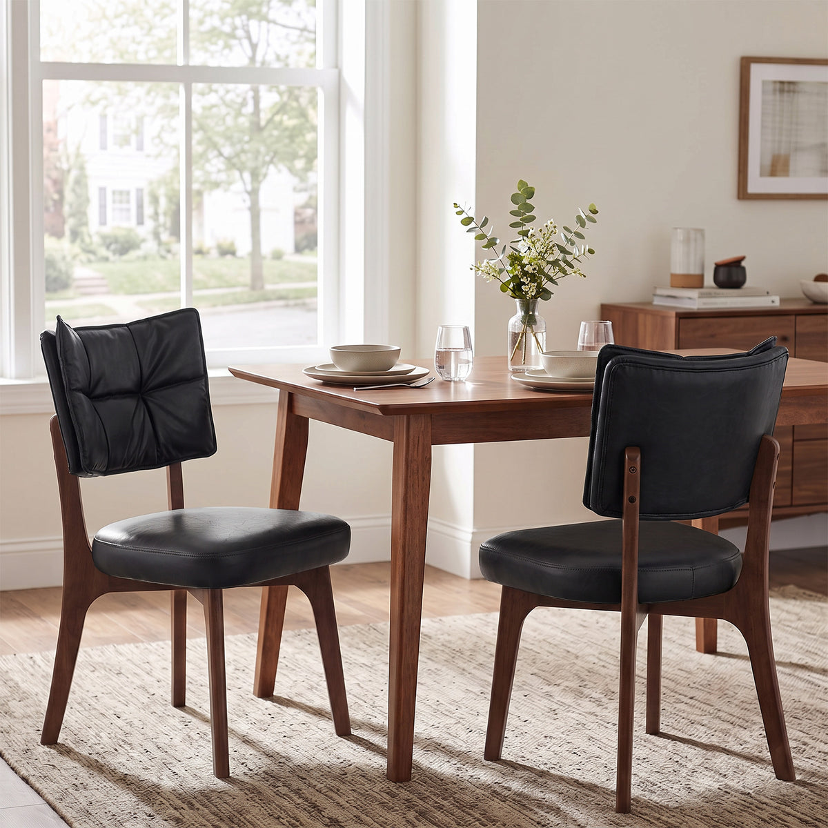 Kidol & Shellder Vintage Dining Chairs Set of 2 with Padded Curved Backrest
