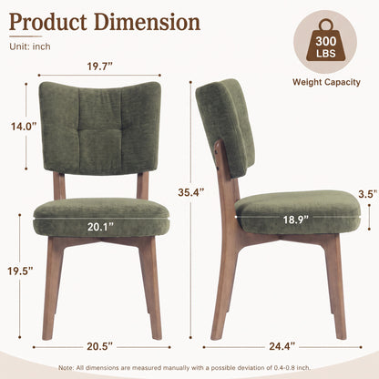 Kidol & Shellder Vintage Dining Chairs Set of 2 with Padded Curved Backrest