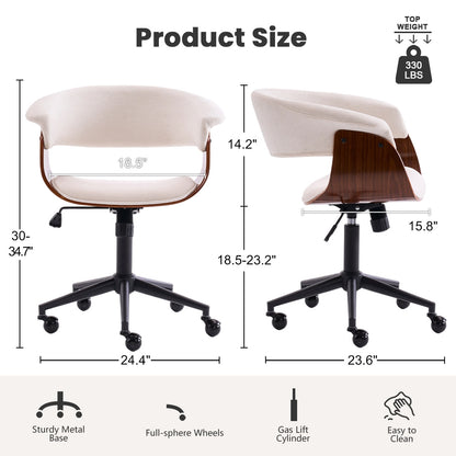 Kidol & Shellder Wood Office Chair with Curved Back