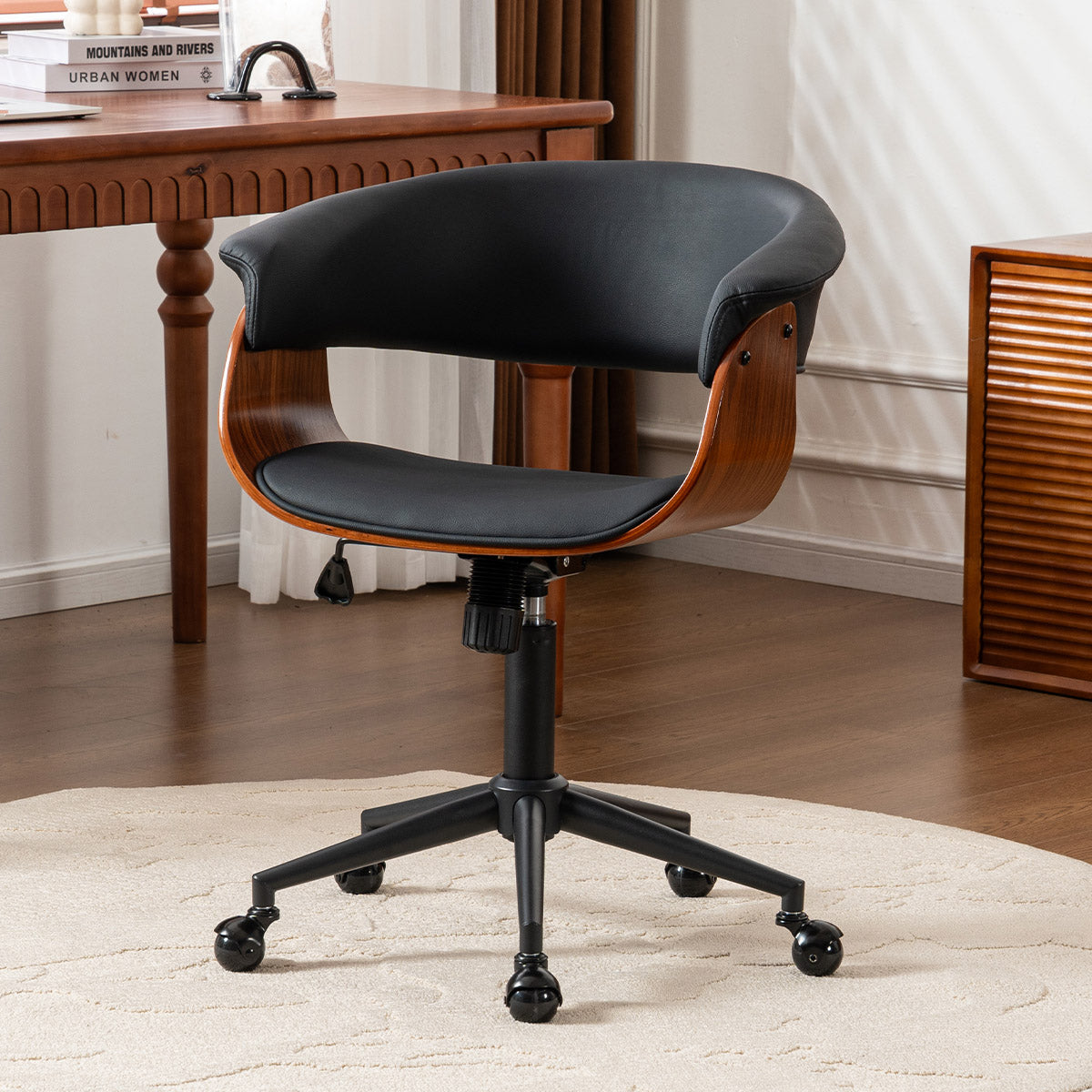 Kidol & Shellder Wood Office Chair with Curved Back