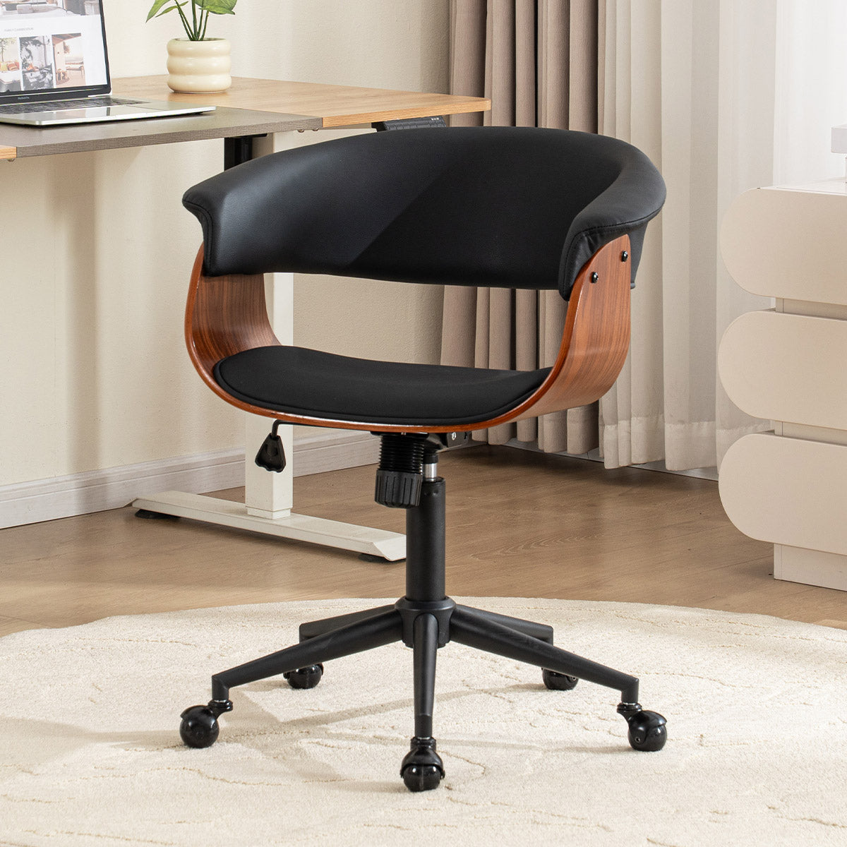 Kidol & Shellder Wood Office Chair with Curved Back
