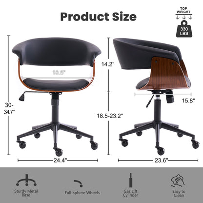 Kidol & Shellder Wood Office Chair with Curved Back