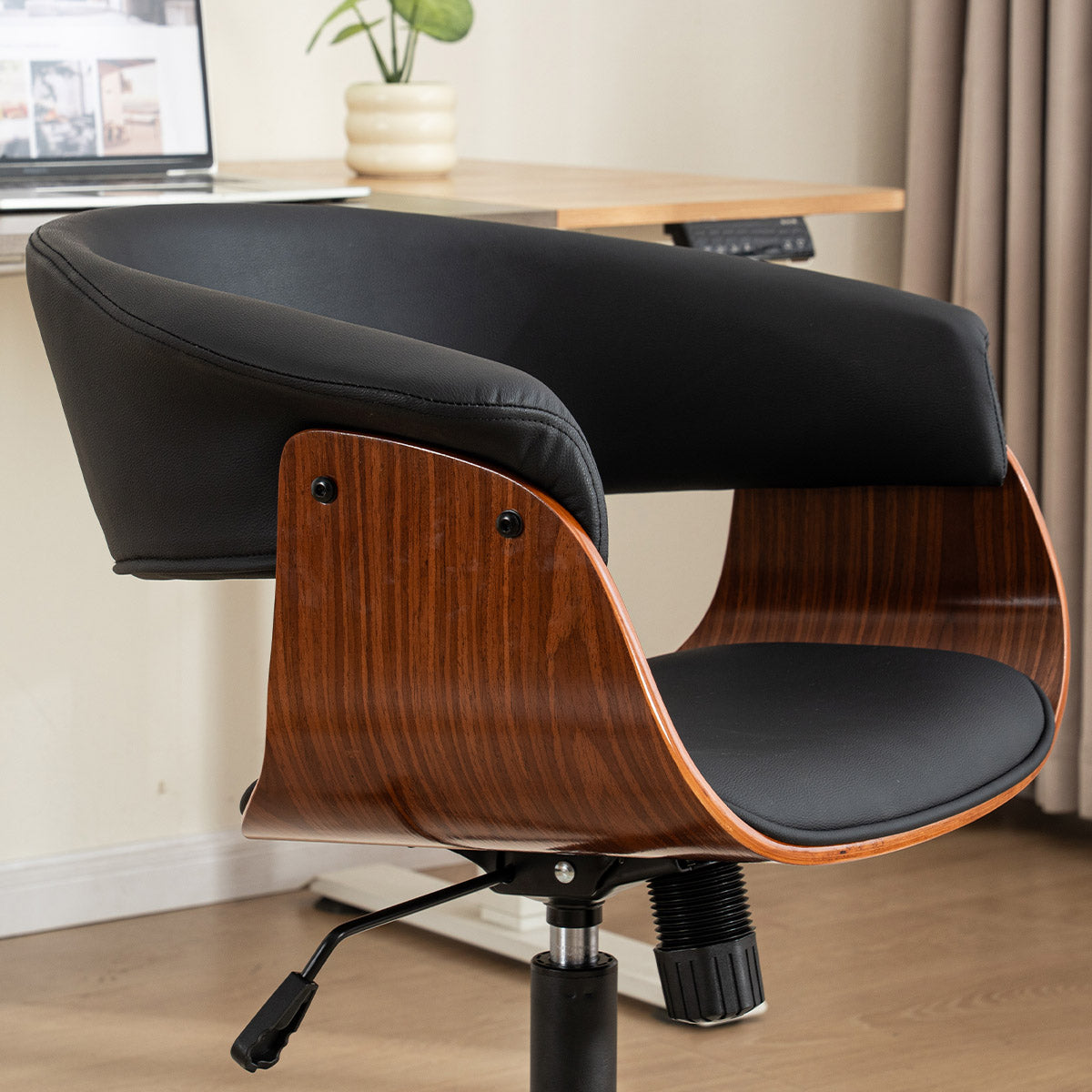 Kidol & Shellder Wood Office Chair with Curved Back