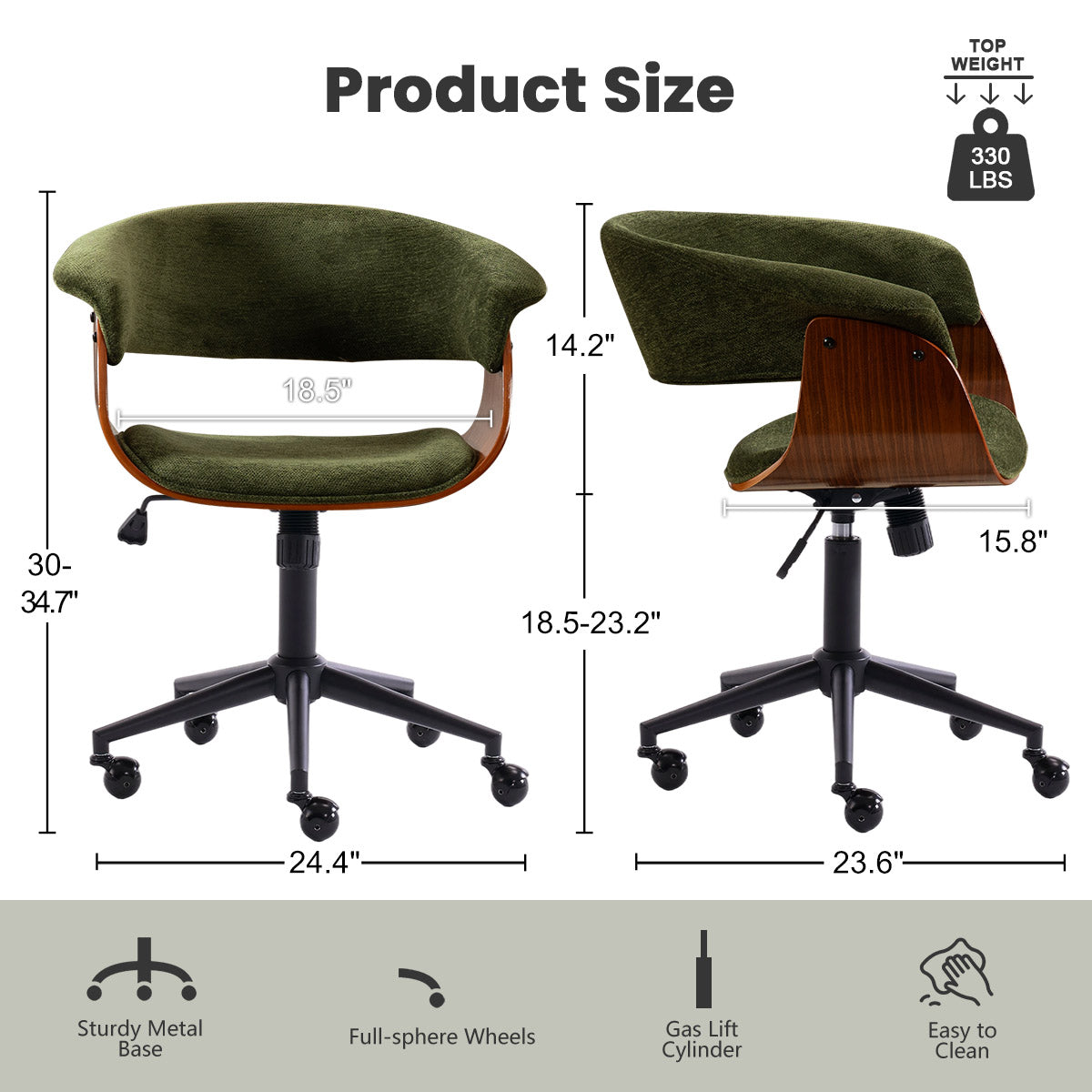 Kidol & Shellder Wood Office Chair with Curved Back