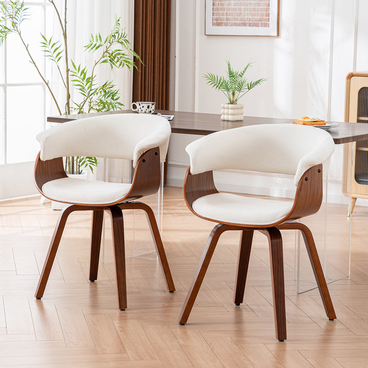 Kidol & Shellder Swivel Dining Chairs with Tapered Wood Legs