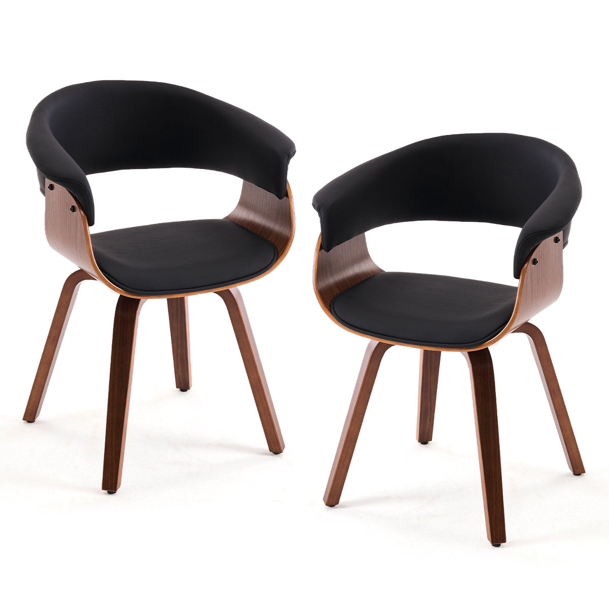 Kidol & Shellder Swivel Dining Chairs with Tapered Wood Legs