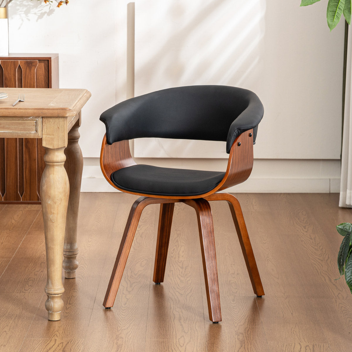 Kidol & Shellder Swivel Dining Chairs with Tapered Wood Legs