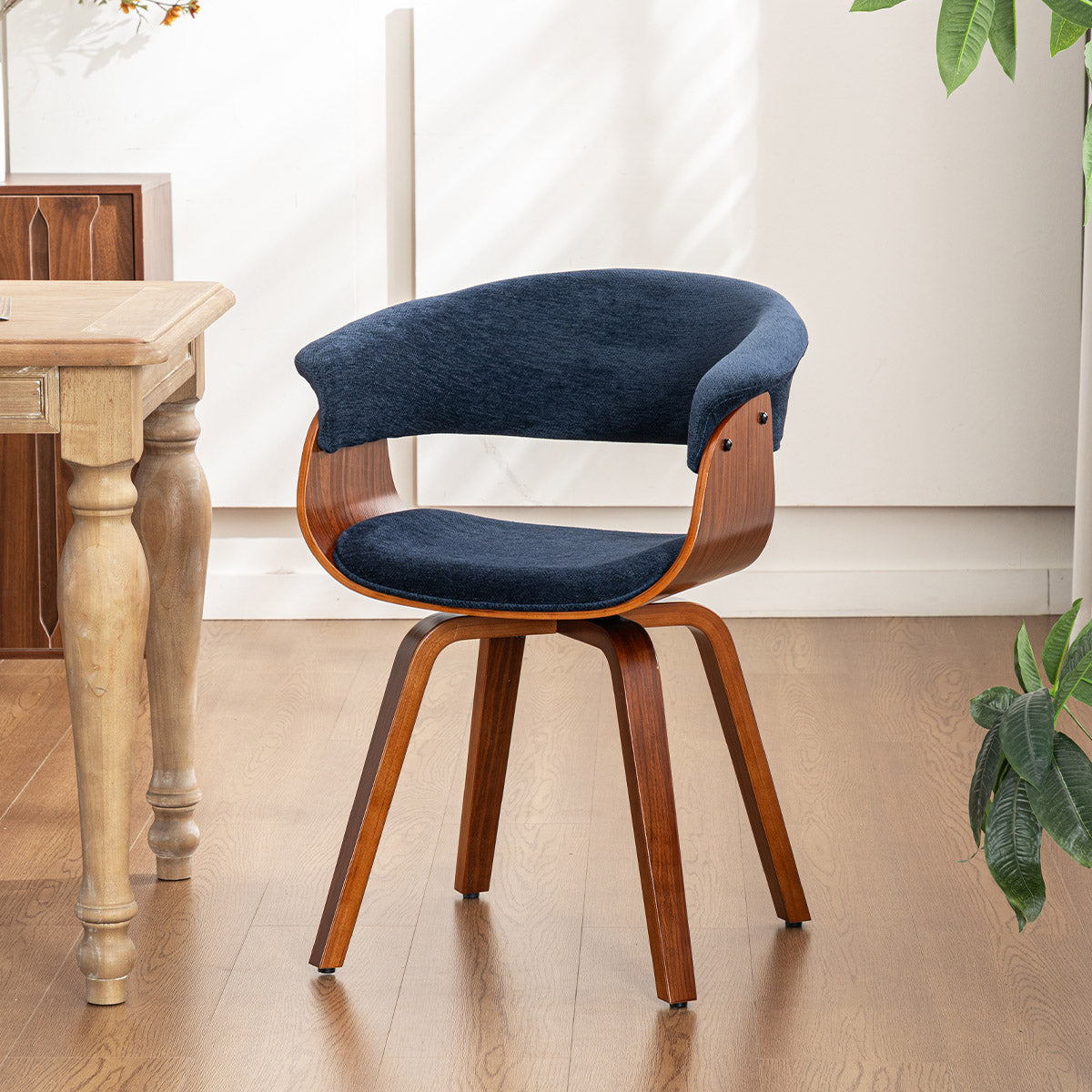 Kidol & Shellder Swivel Dining Chairs with Tapered Wood Legs