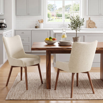 Kidol & Shellder Wingback Upholstered Dining Chairs Set of 2 with Solid Wood Legs