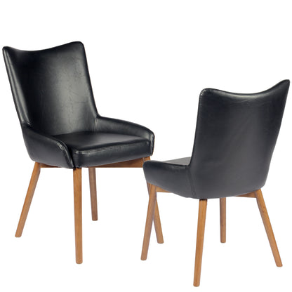 Kidol & Shellder Wingback Upholstered Dining Chairs Set of 2 with Solid Wood Legs