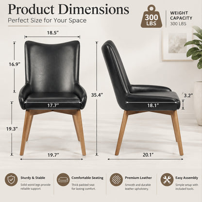 Kidol & Shellder Wingback Upholstered Dining Chairs Set of 2 with Solid Wood Legs
