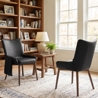 Kidol & Shellder Wingback Upholstered Dining Chairs Set of 2 with Solid Wood Legs