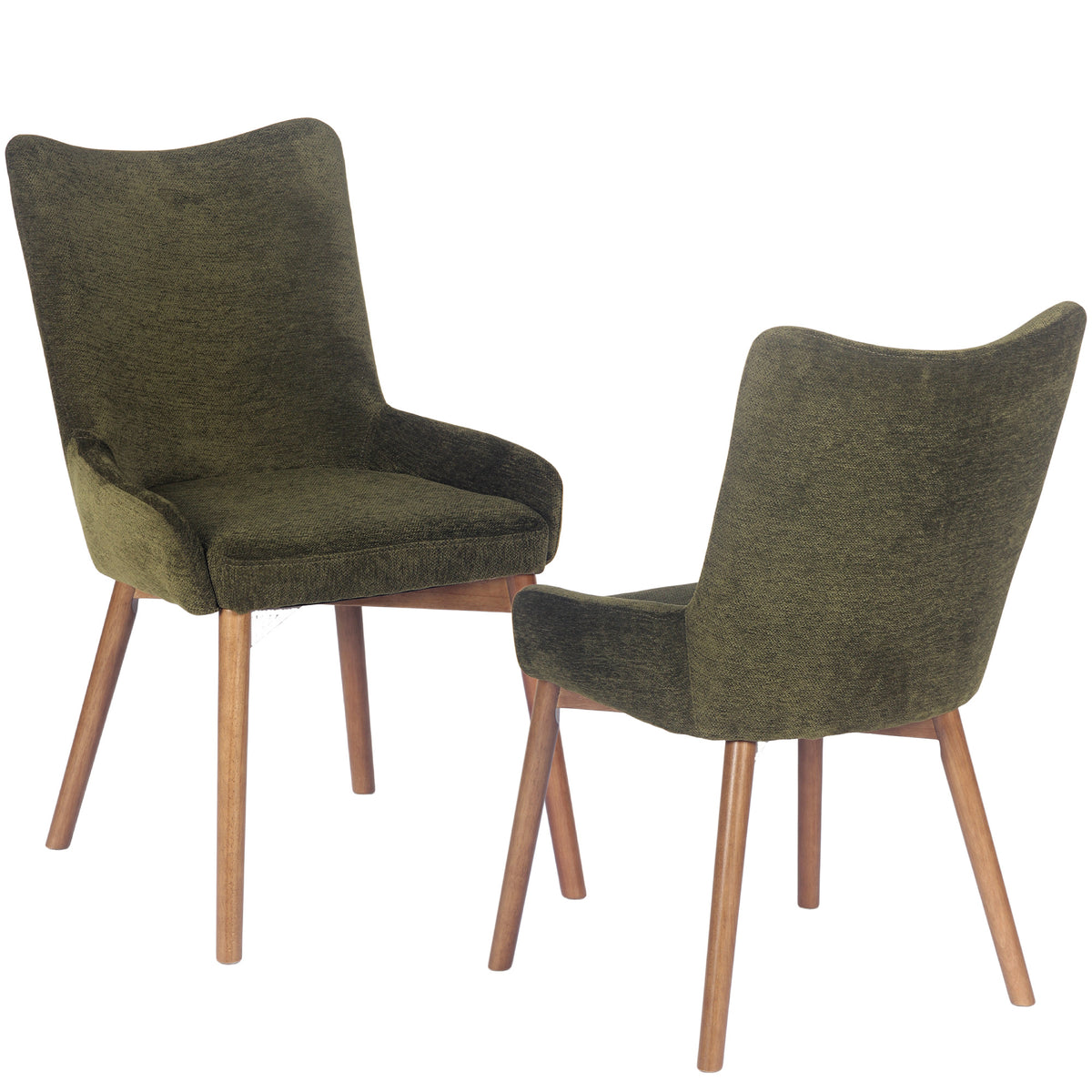 Kidol & Shellder Wingback Upholstered Dining Chairs Set of 2 with Solid Wood Legs